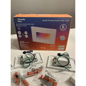 Cloudy Bay Indoor/Outdoor 120V 6 Pack Smart Step Light White Only 3 See Pics